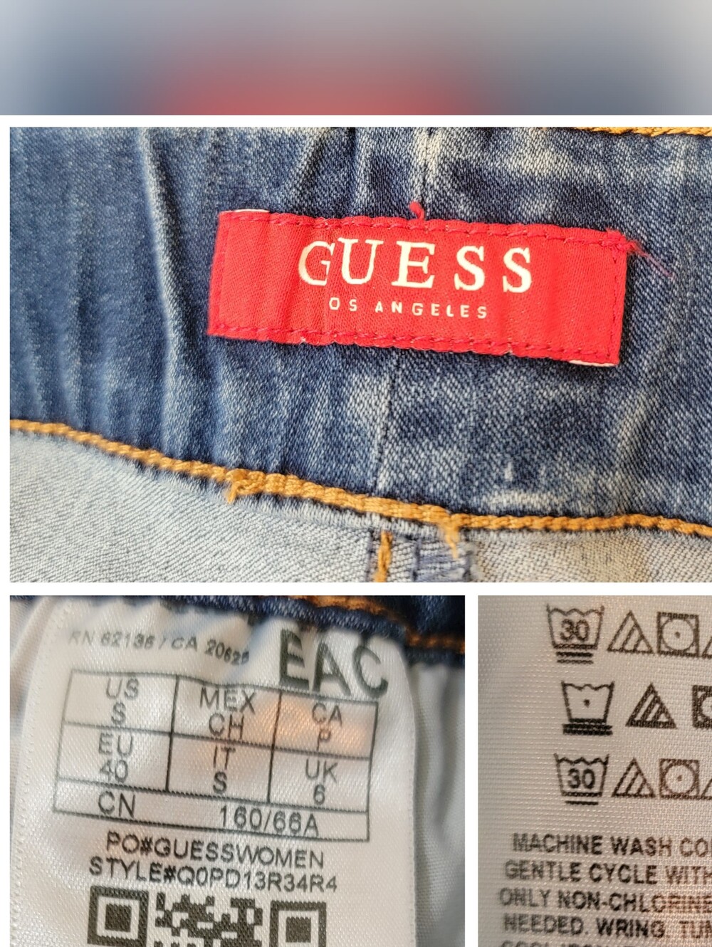 Vintage GUESS Denim Overalls Sz S Distressed Jogger Drawstring Bib Y2K Grunge 90 - Picture 11 of 12